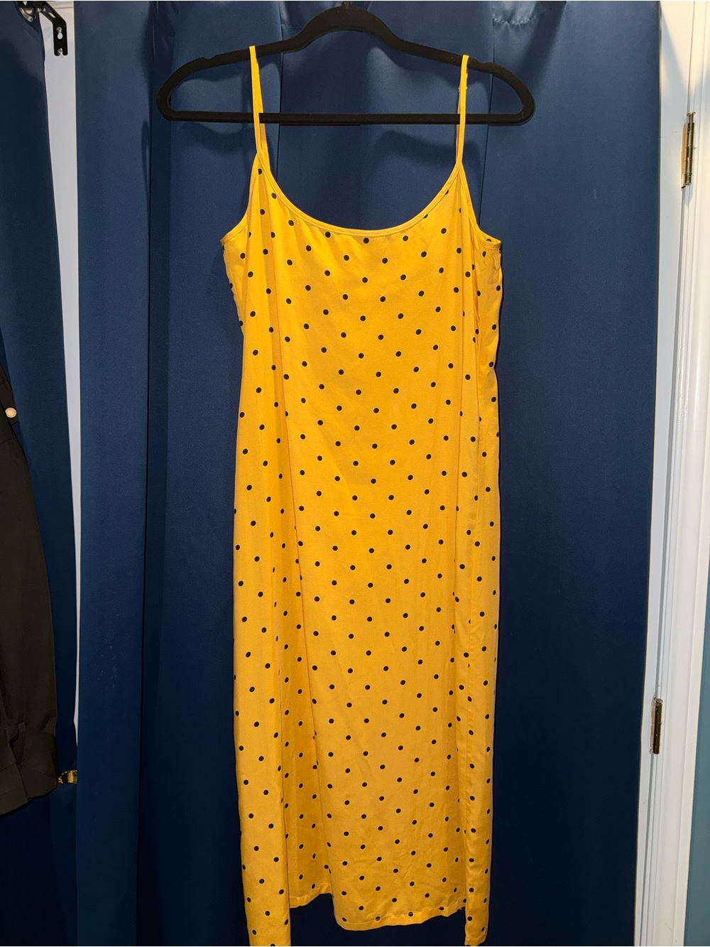 Reformation Yellow Polka Dot Midi Slip Dress